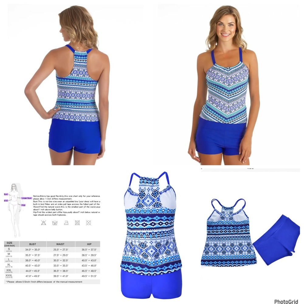Ladies two piece blue xxl Tankini swimsuit NEW